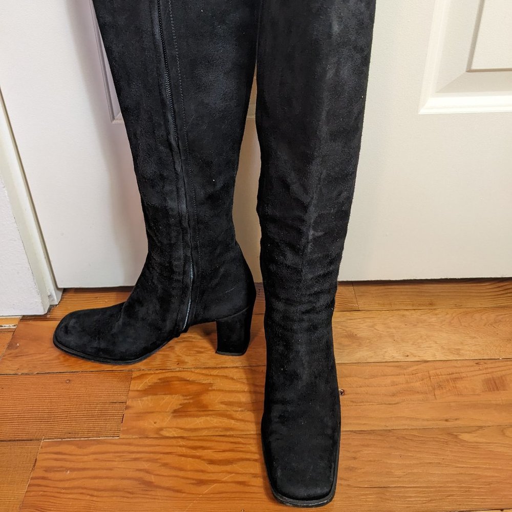 Gucci black leather suede boots